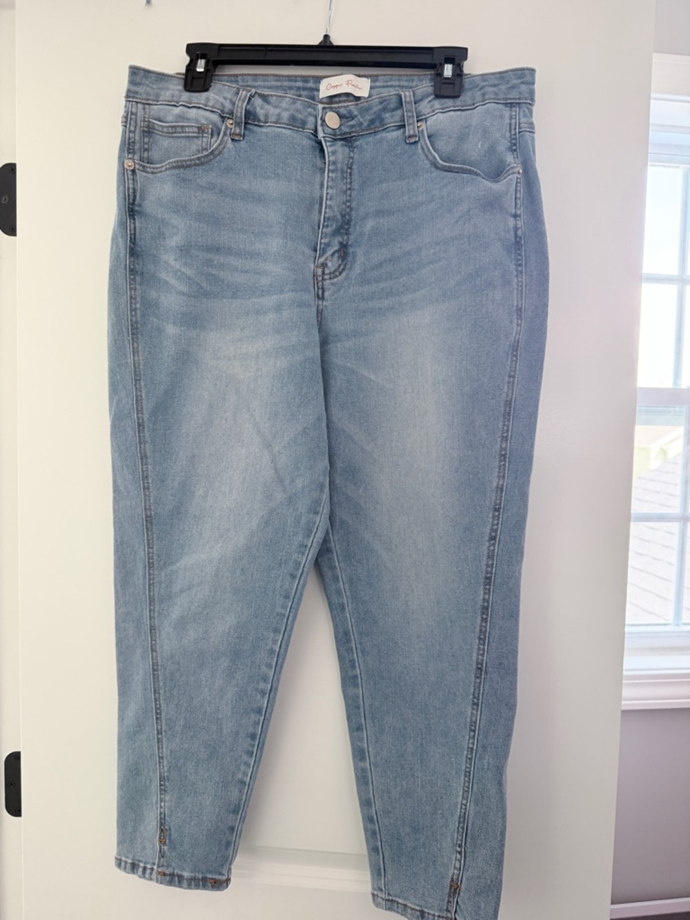Classic Light Blue Cropped Jeans — High-Rise Slim Ankle by Grace in LA